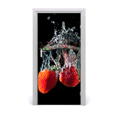 Self-adhesive door sticker Strawberries under water