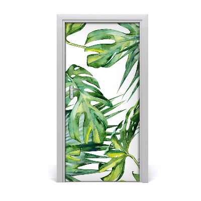 Self-adhesive door veneer Tropical leaves