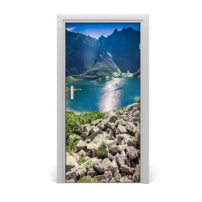 Self-adhesive door sticker Black pond tatry