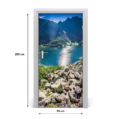 Self-adhesive door sticker Black pond tatry