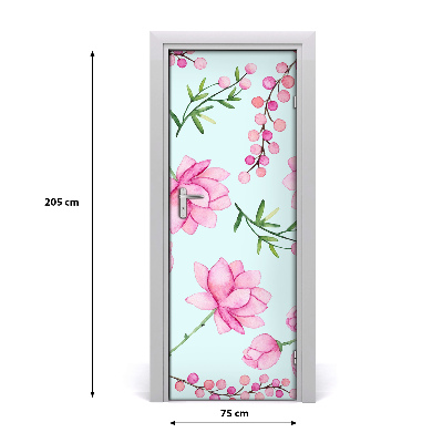 Self-adhesive door veneer Flowers and berries