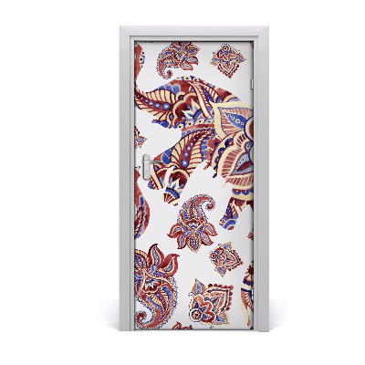 Self-adhesive door sticker Ethnic elephant patterns