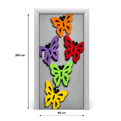 Self-adhesive door sticker Colorful butterflies