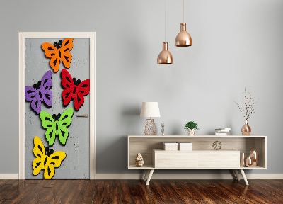 Self-adhesive door sticker Colorful butterflies