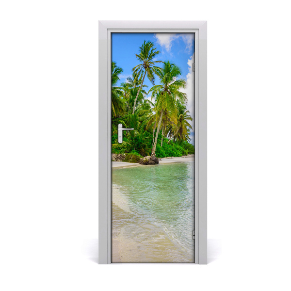 Self-adhesive door sticker Tropical beach