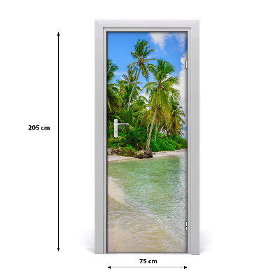 Self-adhesive door sticker Tropical beach