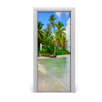 Self-adhesive door sticker Tropical beach