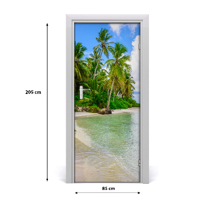 Self-adhesive door sticker Tropical beach