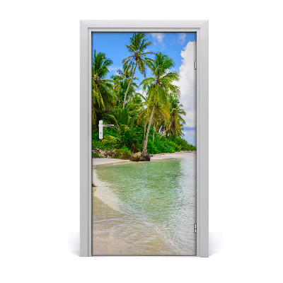 Self-adhesive door sticker Tropical beach