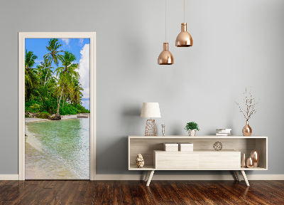 Self-adhesive door sticker Tropical beach