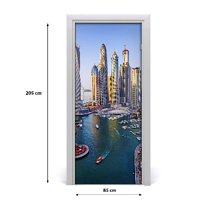 Self-adhesive door wallpaper Bay of dubai