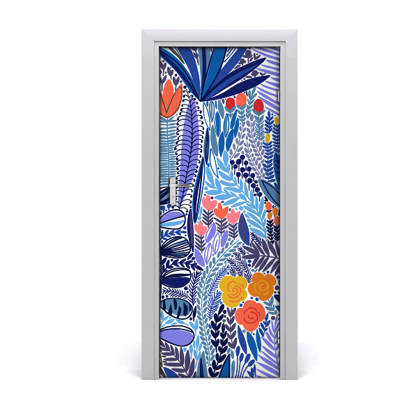 Self-adhesive door veneer Tropical flowers