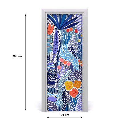 Self-adhesive door veneer Tropical flowers