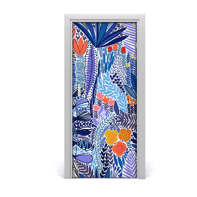 Self-adhesive door veneer Tropical flowers