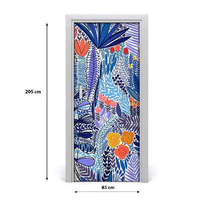 Self-adhesive door veneer Tropical flowers