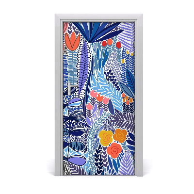 Self-adhesive door veneer Tropical flowers