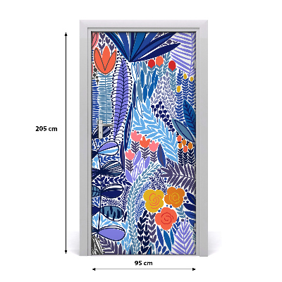 Self-adhesive door veneer Tropical flowers