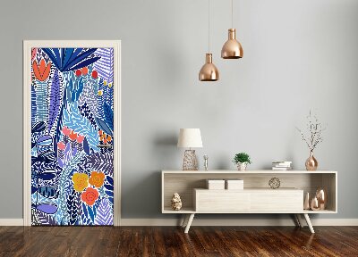 Self-adhesive door veneer Tropical flowers