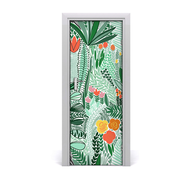 Self-adhesive door veneer Tropical flowers