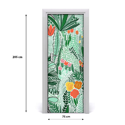 Self-adhesive door veneer Tropical flowers