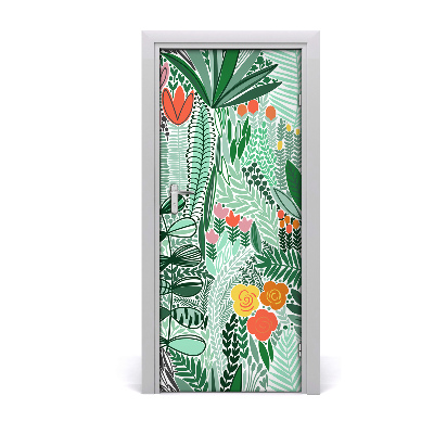 Self-adhesive door veneer Tropical flowers