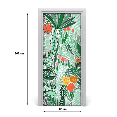 Self-adhesive door veneer Tropical flowers