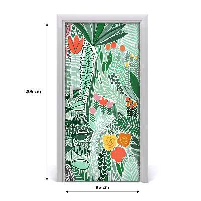 Self-adhesive door veneer Tropical flowers