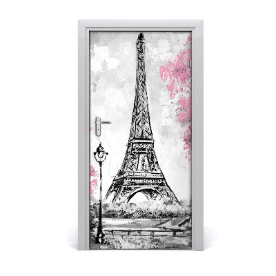 Self-adhesive door wallpaper Eiffel tower