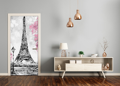 Self-adhesive door wallpaper Eiffel tower