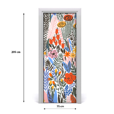 Self-adhesive door veneer Tropical flowers