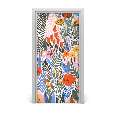 Self-adhesive door veneer Tropical flowers