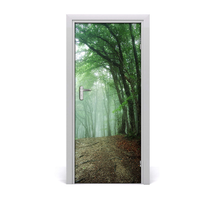 Self-adhesive door sticker Fog in the forest