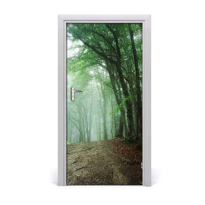 Self-adhesive door sticker Fog in the forest