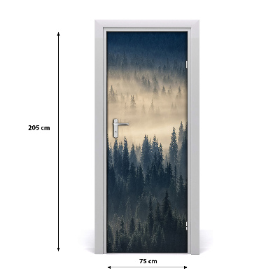 Self-adhesive door sticker Fog over the forest