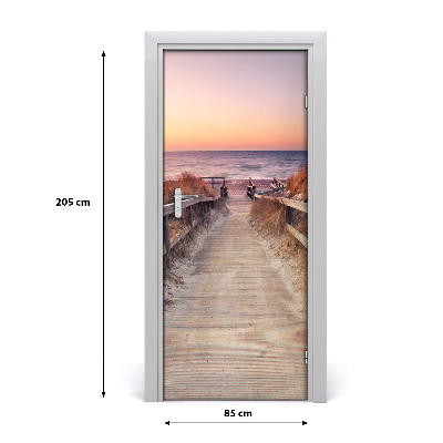 Self-adhesive door sticker Path to the beach