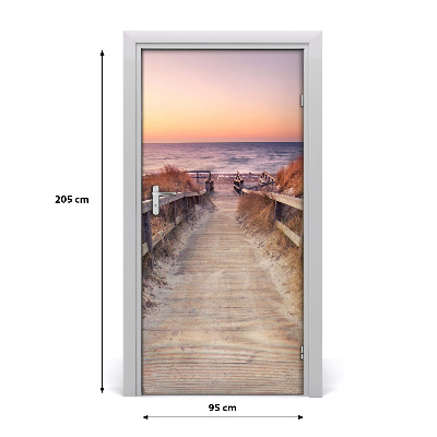 Self-adhesive door sticker Path to the beach