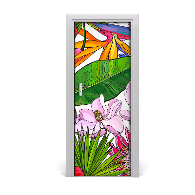 Self-adhesive door veneer Hawaiian pattern