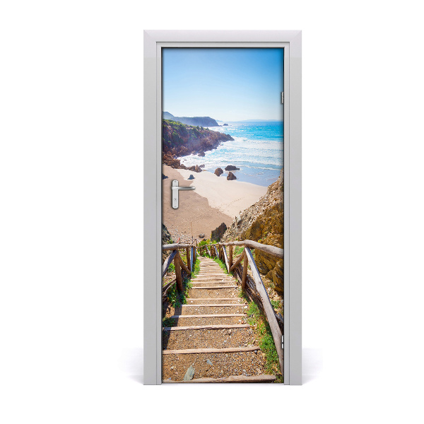 Self-adhesive door sticker Path to the beach