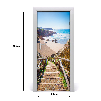 Self-adhesive door sticker Path to the beach