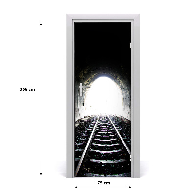 Self-adhesive door wallpaper Tunnel railway tracks