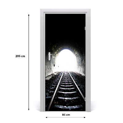 Self-adhesive door wallpaper Tunnel railway tracks