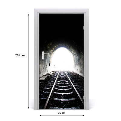 Self-adhesive door wallpaper Tunnel railway tracks