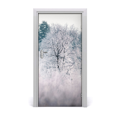 Self-adhesive door sticker Winter forest