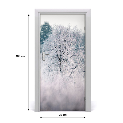 Self-adhesive door sticker Winter forest