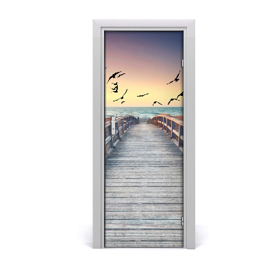 Self-adhesive door sticker Path to the beach