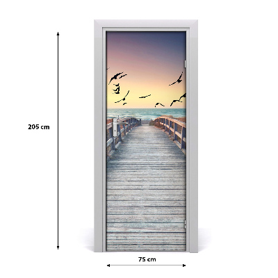 Self-adhesive door sticker Path to the beach