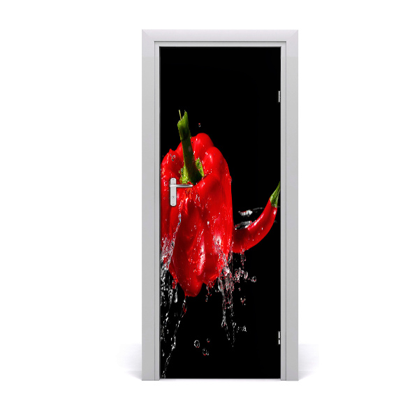 Self-adhesive door sticker Two peppers