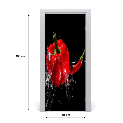 Self-adhesive door sticker Two peppers