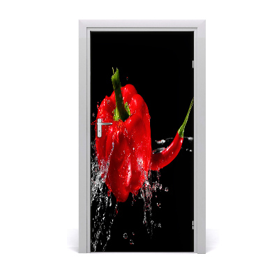 Self-adhesive door sticker Two peppers