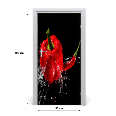 Self-adhesive door sticker Two peppers